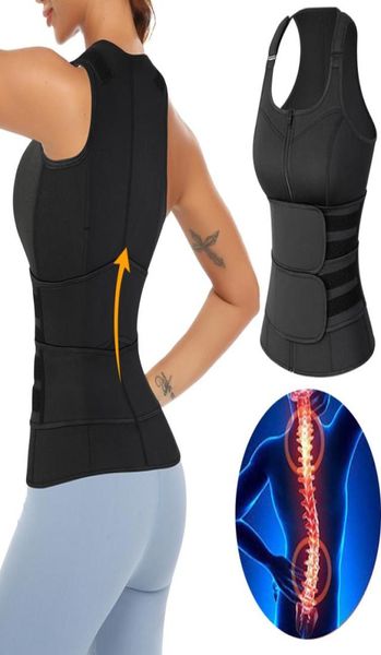 

women adjustable posture corrector back support strap shoulder lumbar waist spine brace pain relief orthopedic belt 2206308553197, Black;blue