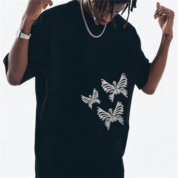 

2023ss spring summer vintage wash print cotton high-quality short-sleeved t-shirt, White;black