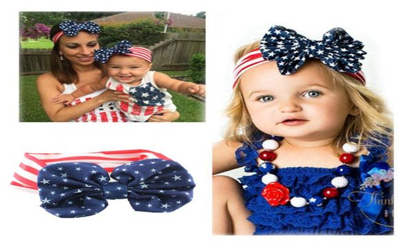 

s mom and me bowknot turban american flag headband 4th of july girls and mommy bow headwrap gifts7265120, Slivery;white