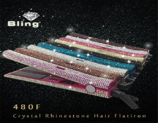 

dhl 2020 new whole ms glam crystal rhinestone flat iron hair straighter styling tools4966890, Black