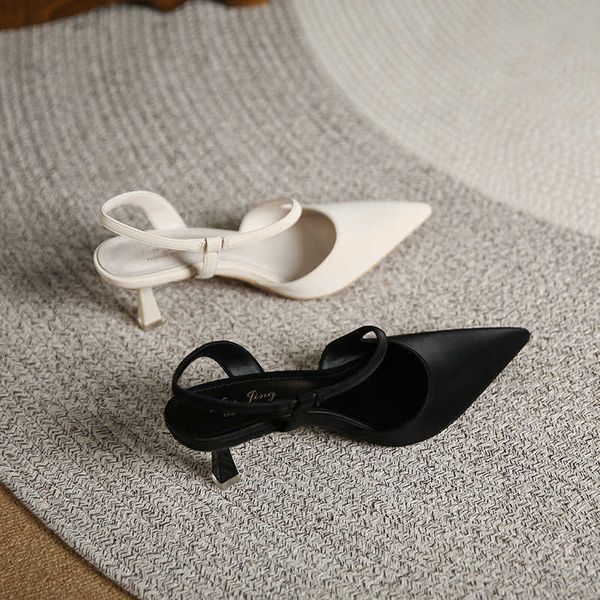 

lady sandals 699-63 baotou slim heel for women 2023 summer new pointed hollow with high heels 230615, Black