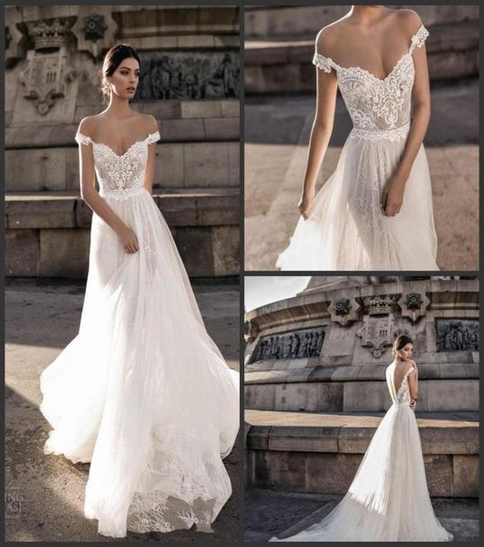 

gali karten 2019 new wedding dresses sheer backless bohemian off the shoulder lace zipper back appliqued beach wedding gowns 7526267, White