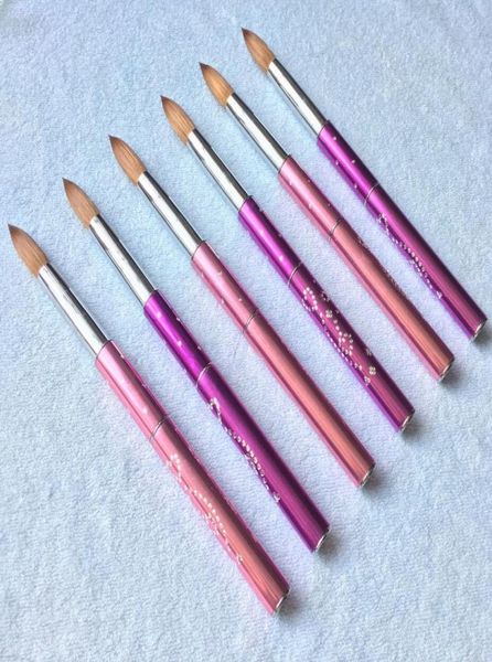 

acrylic nail art brush supernova grade kolinsky round pink color metal handle 1214161820 set painting design pen nail3624398, Yellow