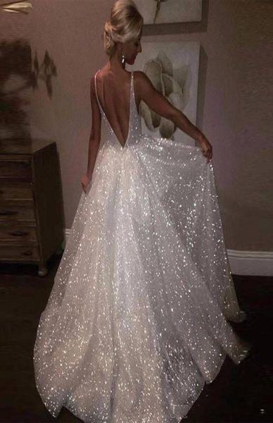 

2019 whole white sparkle sequin evening dresses deep v neck low back long prom dress pageant gowns special occasion4848385, Black