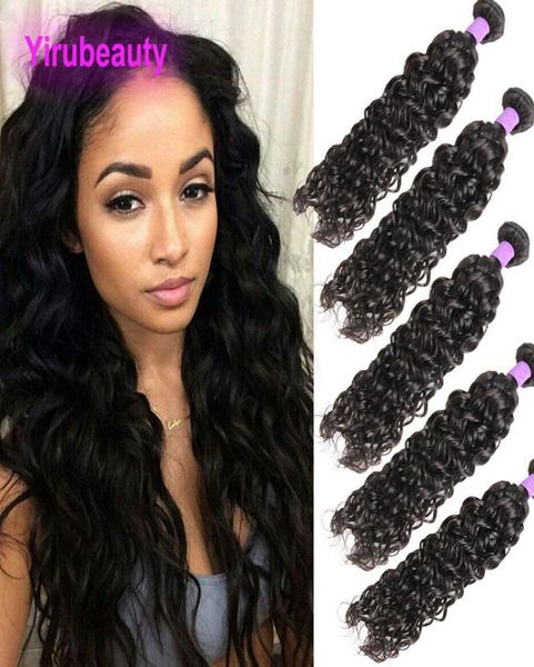 

brazilian virgin human hair 5 bundles water wave five pieceslot wet and wavy hair wefts weaves 5 bundles hair extensions natural 8504875, Black