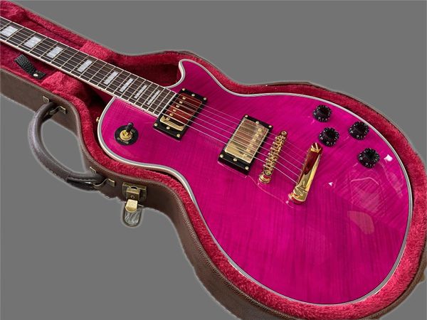 

lp electric guitar glossy finish, pink, 6-string, oem