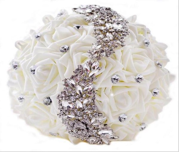 

custom made artificial wedding bouquet de mariage blanc bride bouquet ramos de novia crystal bridesmaid bouquet in stock3732858