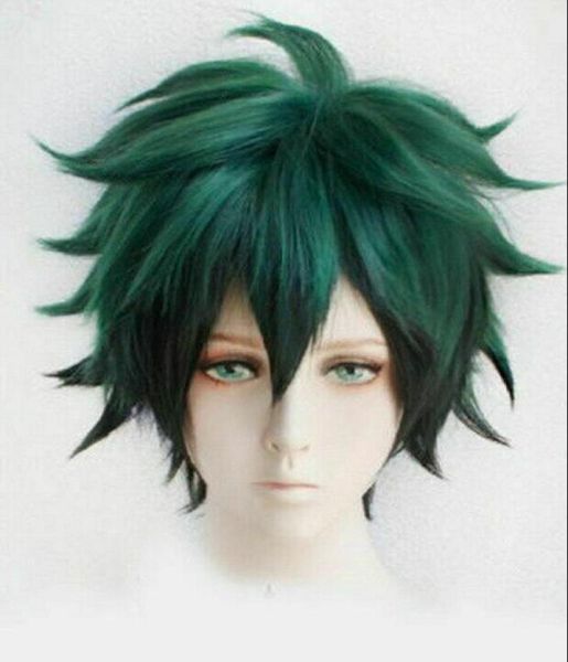 

new hero academia izuku midoriya deku short green black hybrid cosplay wig8240948