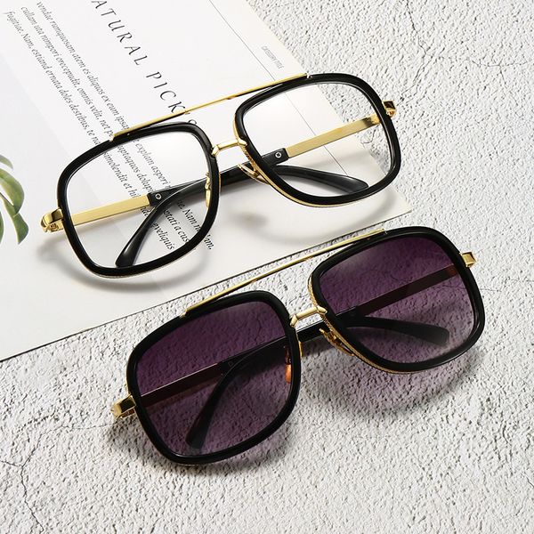 

oversized square sunglasses for men women pilot shades gold frame retro sun glasses high quality, White;black