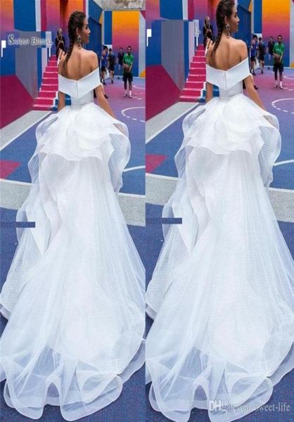 

long white lace a line off shoulder 2021 tulle bride wedding dress bridal wear robe de marriage rufles bridal gowns4929597, Black