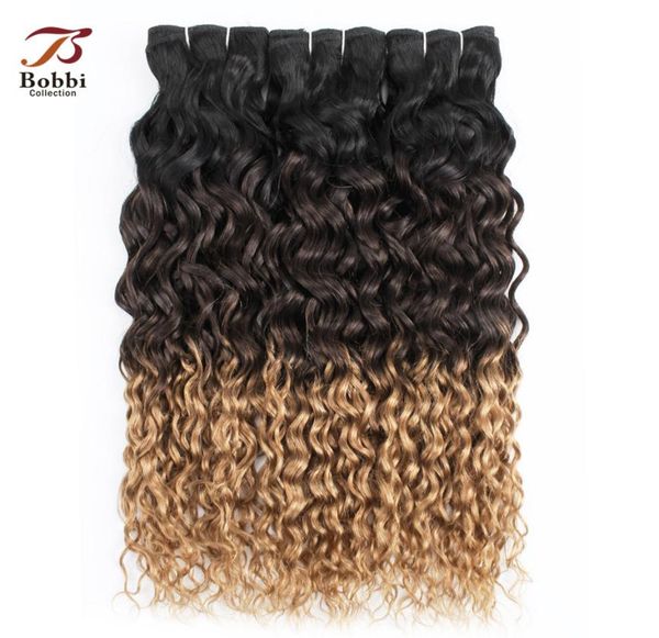 

8a brazilian ombre blonde water wave hair weave bundles 1b427 three tone 1224 inch 34 pieces remy human hair extensions9884502, Black