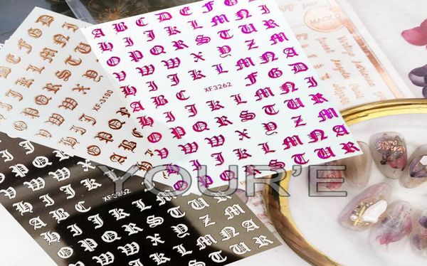 

new pattern 3d gold black white nail sticker selfadhesive diy charm lable letter sticker for nails decals manicure nail art decal5514920