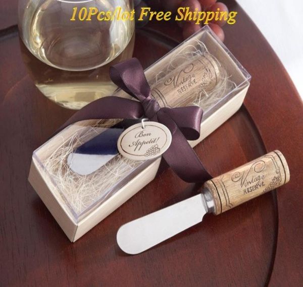 

10 pieceslot winethemed wedding favors vintage reserve stainlesssteel spreader with wine cork handle party gifts of cheese bu8455584