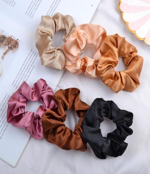 

39 inch women silk scrunchie elastic handmade multicolor hair band ponytail holder headband hair accessories6989108, Black;brown