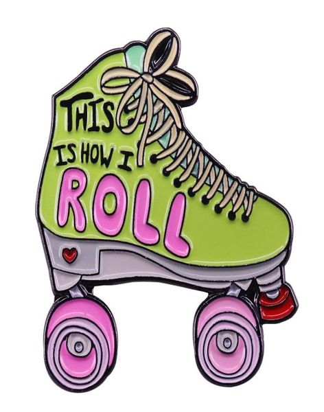 

this is how i roll roller skates enamel pin retro skating brooch2917464, Blue