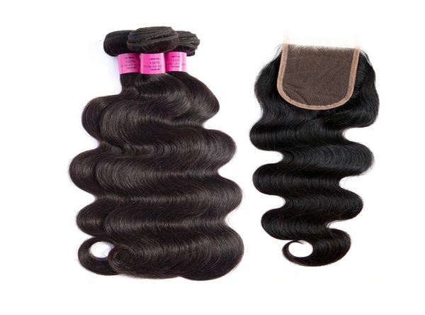 

peruvian body wave bundles with 4x4 lace closure human hair wefts with 44 closure natural color body wave6475409, Black;brown