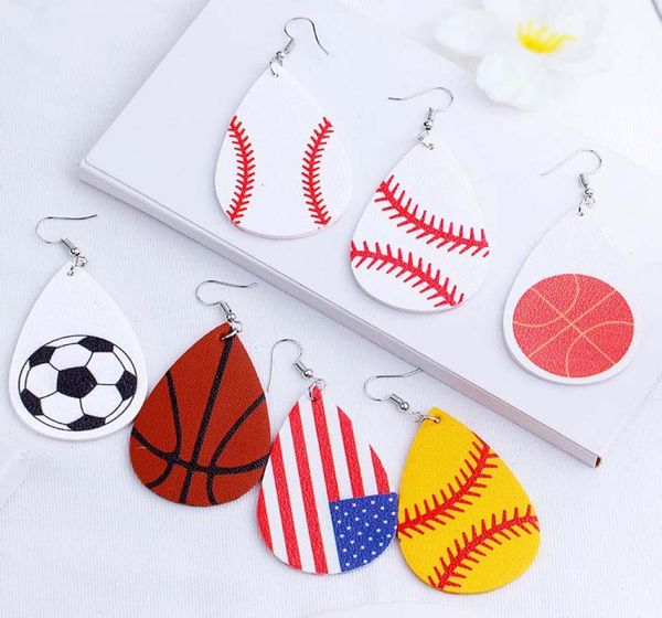 

leather earrings baseball football soccer tennis earrings sports teardrop drop earrings pendant jewelry gift yfa26586176145, Red;brown