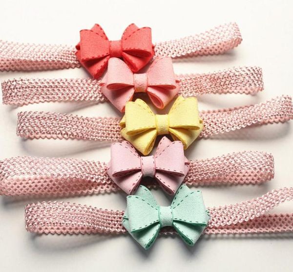 

20pcslot new baby headbands 3 layers imitation deerskin bows 10 colors hairpins cute kids headbands chamois leather hair elastic 3892709, Slivery;white