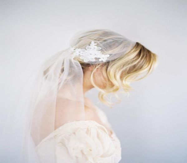 

new juliet cap fingertip short white ivory lace applique cut edge veil bridal head pieces for wedding dress9801441, Black