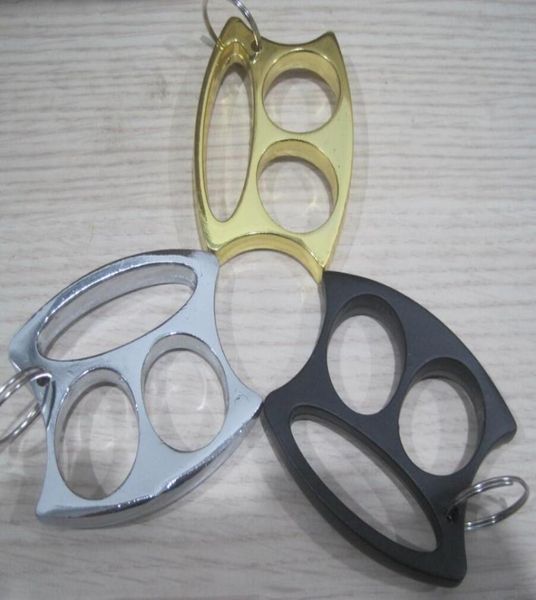 

new cute key chain key ring small face two fingers knuckle security women039s and men039s selfdefense tools2297985, Silver