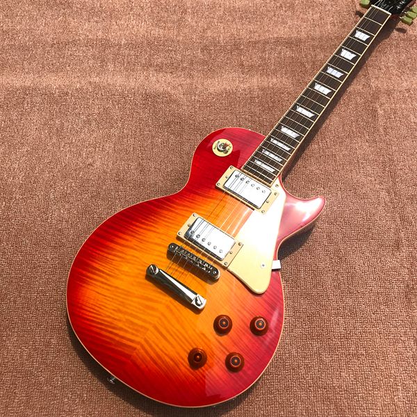 

flame maple electric guitar standard lp, one piece body and neck, tuned-o-matic bridge, custom shop,