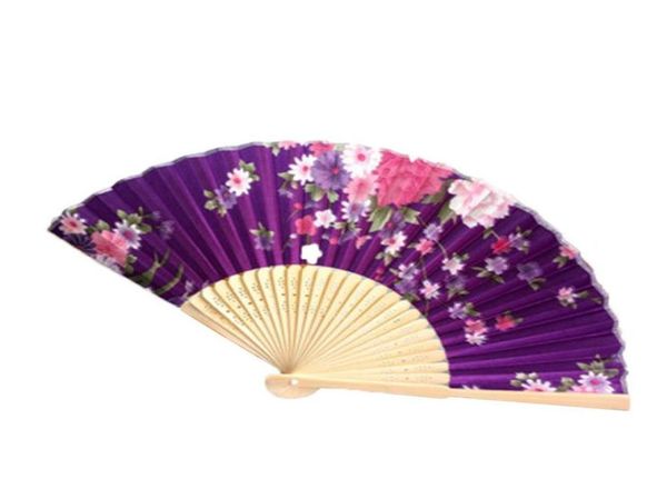 

bamboo folding hand held flower fan personalized wedding fan vintage chinese dance party pocket gifts wedding fan4713821