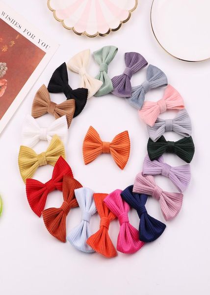

boutique 3inch corduroy bows with hair clipsbaby girls hair bow hairpin newborn fabric bow barrettes children headwear8620089, Slivery;white