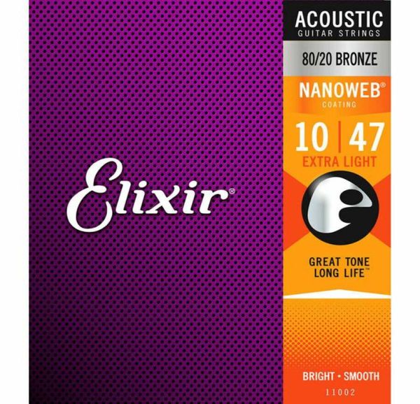 

1 set elixir nanoweb 11002 8020 bronze antirust acoustic guitar strings 10473100917