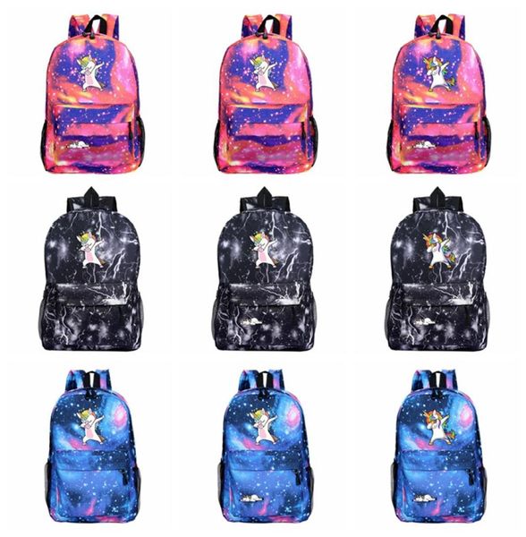 

cartoon unicorn backpack galaxy print shoulders kids children school bag travel camping backpack high capacity 32 styles hha4857839644