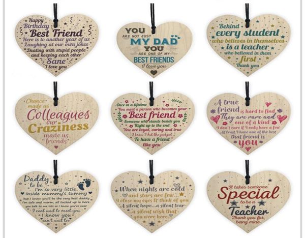 

31 styles xmas wooden love christmas chip hanging gift plaque pendant heart shape letter friendship wine bottle decor pendant tags9111783