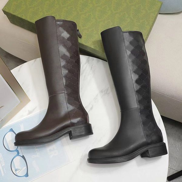 

autumn winter soft cowhide long boots real leather zipper black women shoes letters tall barrel knight boots designer shoe lady flat knee bo