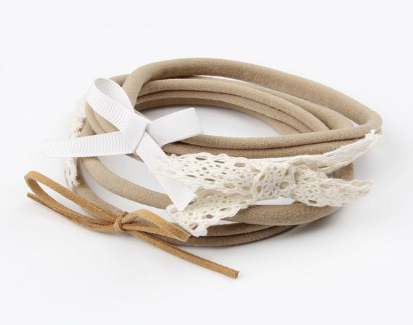 

baby headbands bows grosgrain ribbon lace hairbands girls kids nylon elastic cotton hairband children hair accessories kha1228826288, Slivery;white