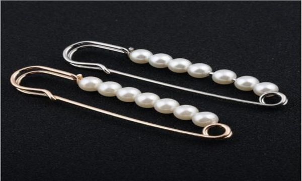 

beads safety pins vintage fashion simulated pearl brooch pin jewelry ornaments for scarf coat bag garment decoration accessories1090621, Red;brown