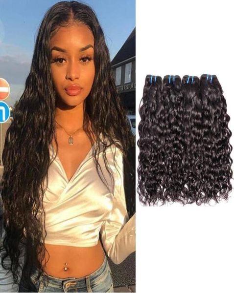 

modern show brazilian virgin water wave human hair bundles wet and wavy water wave peruvian human hair weaves 3925154, Black