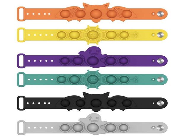 

finger toys bracelet halloween push bubble silicone bracelets decompression puzzle press stress wristband sensory bubble key chain sale g84i, Red;brown