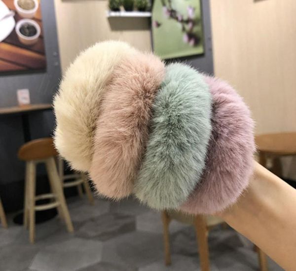 

10 color mink fur hair rope scrunchie women girls elastic hair rubber band gum ponytail holder girl hair accessories headband zjj11708353, Slivery;white