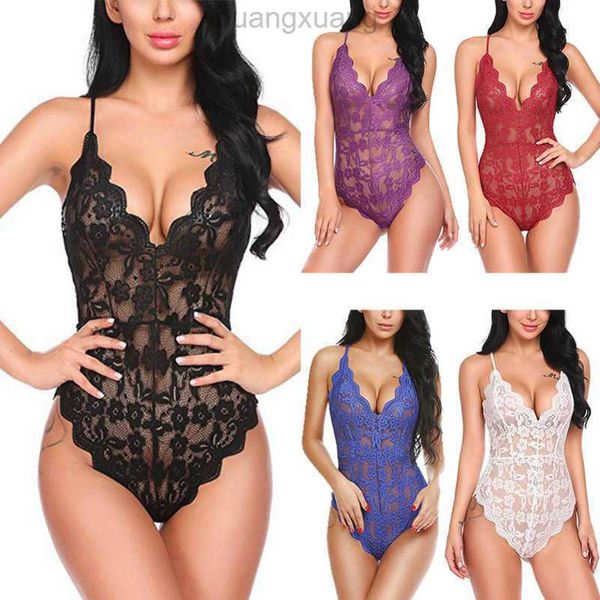 

women lingerie v neck sleepwear nightwear ladies lace sling pajamas backless bodysuit female see through girl night sleepwear 821, Black;red