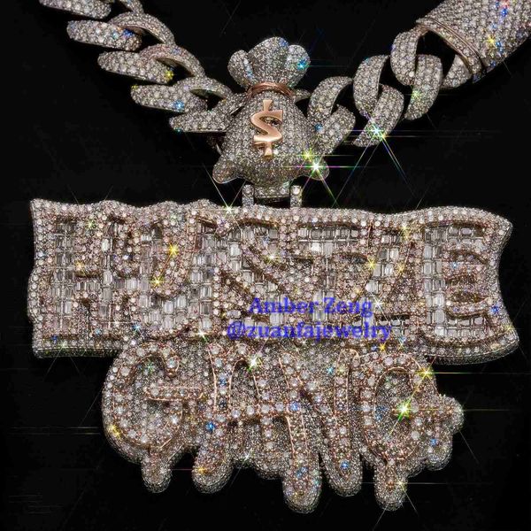 

custom personalized letter pendant pass diamond tester vvs moissanite hip hop pendant 18k gold plated men pendant necklace, Silver