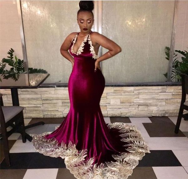 

mermaid deep v neck crisscross back appliqued plus size burgundy velvet prom dresses lace prom gowns vestidos1362076, Black