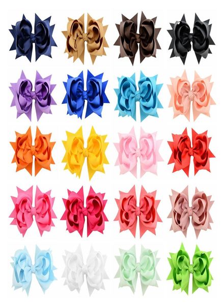 

baby girls boutique hair bows accessories hair pins solid grosgrain ribbon bow with clip children kids 3 layers bowknot accessory 4004190, Slivery;white