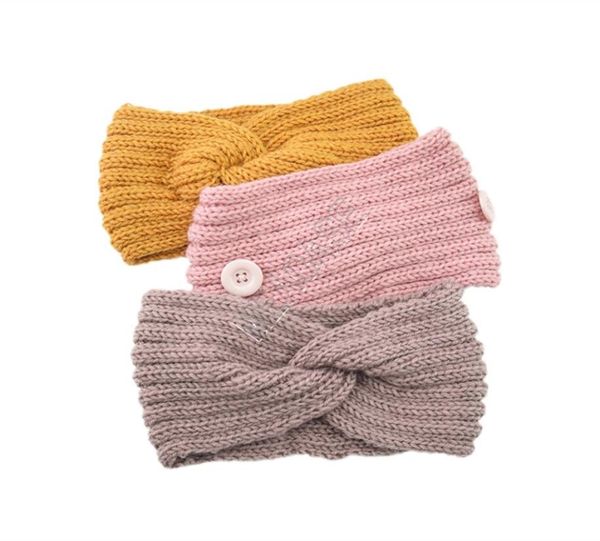 

knitted headband headbands winter warm knitting headwrap with button for ear protective designers mask holder hairlace d827011264335, Slivery;white