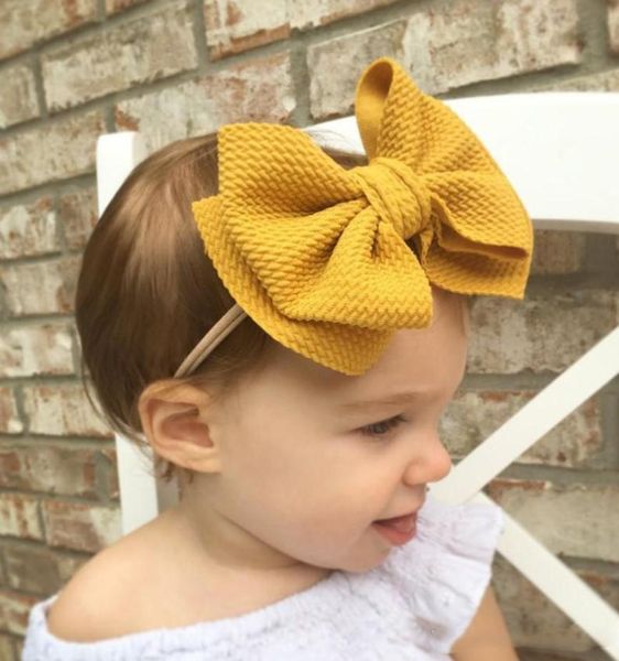 

cute big bow hairband baby girls toddler kids elastic headband knotted nylon turban head wraps bowknot hair accessories ins 8872057, Slivery;white