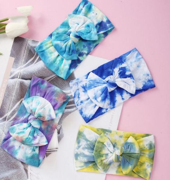 

23 colors tie dye baby hair accessories headband nylon tiedye prints kid headbands colorful headwraps girls hairs bows turban bun4225458, Slivery;white