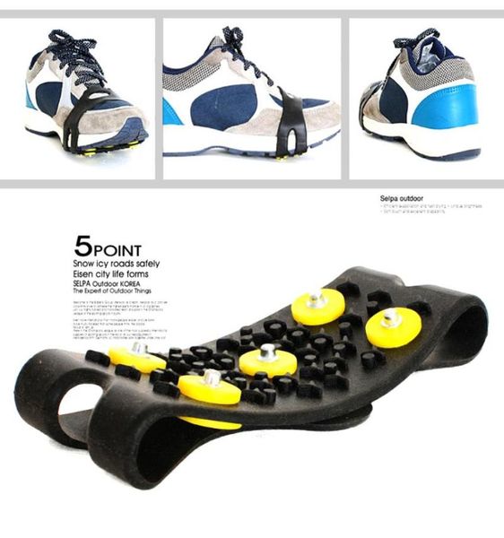 

1pair anti slip snow ice camping climbing mountaineer spikes grips crampon cleats 5 stud ice snow shoes cover climbing accessory1060185