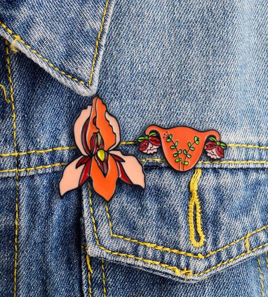 

feminism blooming uterus flower enamel brooch pins badge lapel pins alloy metal fashion jewelry accessories gifts9696726, Blue