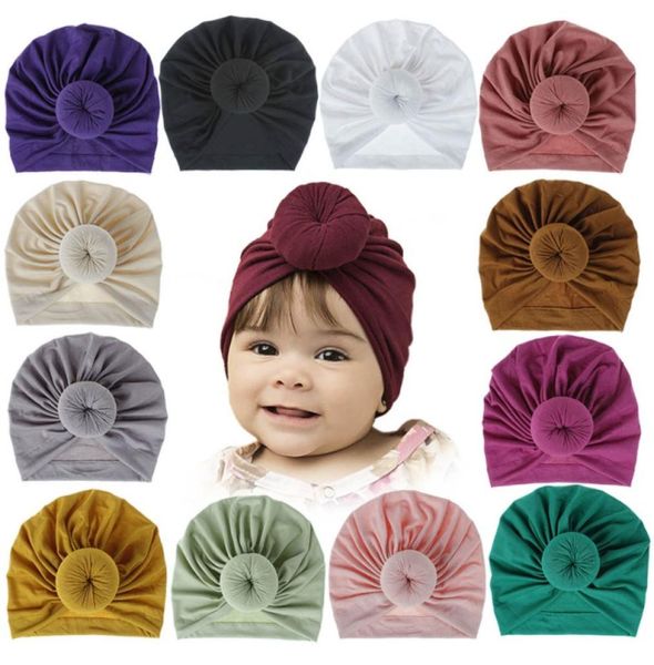 

18 colors children accessories newborn toddler kids baby boy girl turban cotton beanie hat winter warm soft cap solid knot soft wr5276039, Yellow