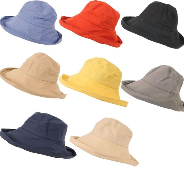 

summer beach wide brim fisherman hat sun bob cap women men fashion plain bucket hat le489549086, Yellow