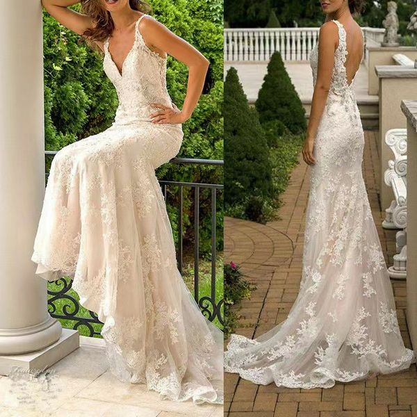 

2023 pearls beaded lace mermaid wedding dresses elegant ivory satin ruffles vintage boho bridal gowns sweep train vestidos de novia saudi ar, White