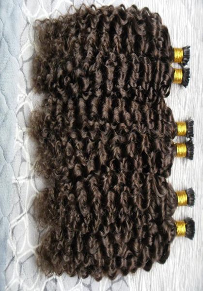 

fusion human hair extensions 2 darkest brown brazilian virgin keratin hair extension i tip curly hair extensions 300gstrands3467870, Black