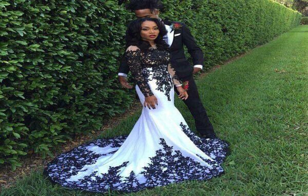 

vintage black and white lace formal celebrity dresses evening dresses long sleeves off shoulder floor long special occasion prom g7897839, Black;red